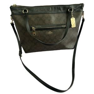 Coach Brown Signature Tote with Black Trim